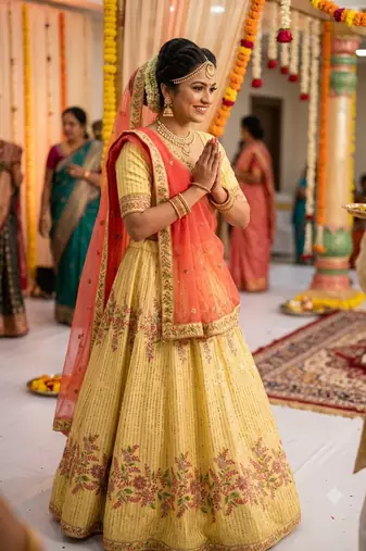 haldi mehandi lehenga choli chunni set 