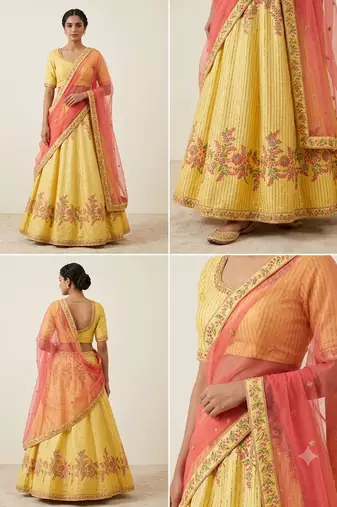 haldi mehandi lehenga choli chunni set 