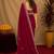 rani pink soft shimmer chiffon embroidery work designer saree with unstitched blouse piece