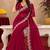 rani pink soft shimmer chiffon embroidery work designer saree with unstitched blouse piece