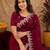 rani pink soft shimmer chiffon embroidery work designer saree with unstitched blouse piece