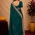 turquoise soft shimmer chiffon embroidery work designer saree with unstitched blouse piece