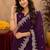 wine soft shimmer chiffon embroidery work designer saree with unstitched blouse piece