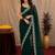green soft shimmer chiffon embroidery work designer saree with unstitched blouse piece