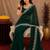 green soft shimmer chiffon embroidery work designer saree with unstitched blouse piece