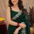green soft shimmer chiffon embroidery work designer saree with unstitched blouse piece