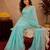 sky blue soft shimmer chiffon embroidery work designer saree with unstitched blouse piece