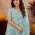 sky blue soft shimmer chiffon embroidery work designer saree with unstitched blouse piece