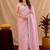baby pink soft shimmer chiffon embroidery work designer saree with unstitched blouse piece