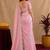 baby pink soft shimmer chiffon embroidery work designer saree with unstitched blouse piece