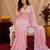 baby pink soft shimmer chiffon embroidery work designer saree with unstitched blouse piece