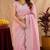 baby pink soft shimmer chiffon embroidery work designer saree with unstitched blouse piece
