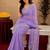 lavender soft shimmer chiffon embroidery work designer saree with unstitched blouse piece