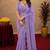 lavender soft shimmer chiffon embroidery work designer saree with unstitched blouse piece