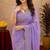 lavender soft shimmer chiffon embroidery work designer saree with unstitched blouse piece