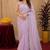 dusty lavender soft shimmer chiffon embroidery work designer saree with unstitched blouse piece