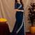 blue soft shimmer chiffon embroidery work designer saree with unstitched blouse piece