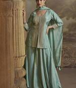 Light blue viscose simar embroidered readymade palazzo suit