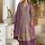 Violet faux georgette embroidered readymade palazzo suit
