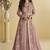 Onion pink faux chinon silk embroidered readymade anarkali gown with shrug & belt
