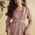 Onion pink faux chinon silk embroidered readymade anarkali gown with shrug & belt
