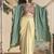 Pink & cream faux chinon silk embroidred readymade ethnic dress with sea green embroidered jacket