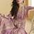 Onion pink faux chinon silk embroidered readymade anarkali gown with shrug & belt