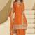 Orange faux chinon silk embroidered readymade palazzo kurta set