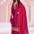 Dark magenta silk blend embroidered readymade salwar kameez