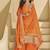 Orange faux chinon silk embroidered readymade palazzo kurta set