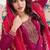 Dark magenta silk blend embroidered readymade salwar kameez