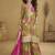 Mehendi green faux chinon embroidered readymade palazzo suit