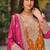 Orange faux chinon embroidered readymade salwar suit