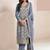 Slate grey silk blend jacquard work readymade salwar kameez