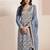 Slate grey silk blend jacquard work readymade salwar kameez