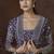 Purple chinon silk blend embroidered readymade jacket style suit