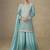 Aqua blue faux georgette embroidered readymade palazzo suit