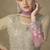 Beige & pink faux georgette embroidered readymade palazzo suit