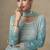 Aqua blue faux georgette embroidered readymade palazzo suit