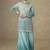 Aqua blue faux georgette embroidered readymade palazzo suit