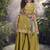 olive faux chinon silk embroidered readymade palazzo suit