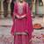 Hot pink faux chinon embroidered readymade salwar suit