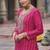 Hot pink faux chinon embroidered readymade salwar suit