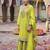 Lime green faux chinon embroidered readymade salwar suit