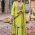 Lime green faux chinon embroidered readymade salwar suit