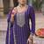 Purple faux chinon embroidered readymade salwar suit