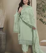 Pista green silk blend embroidered readymade salwar suit