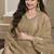 Beige silk blend embroidered readymade salwar suit