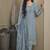 Sky blue silk blend embroidered readymade salwar suit
