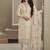 Cream silk blend embroidered readymade salwar suit